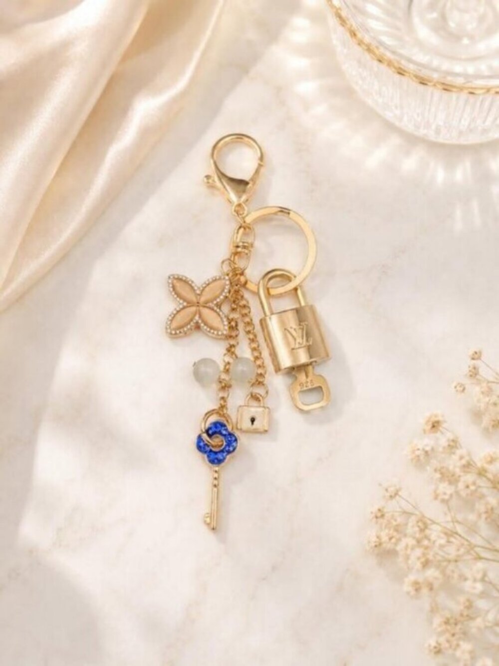 Authentic Louis Vuitton Gold Lock & Key 🔑 Bag Charm w/ Unbranded Charm